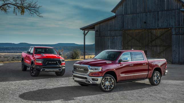 Two trims of the 2019 Ram 1500, the Rebel and Limited. 