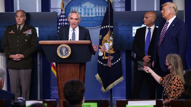 Dr. Scott Atlas, a member of the federal coronavirus task force, speaks during a press conference at the White House in Washington, DC, September 18, 2020.