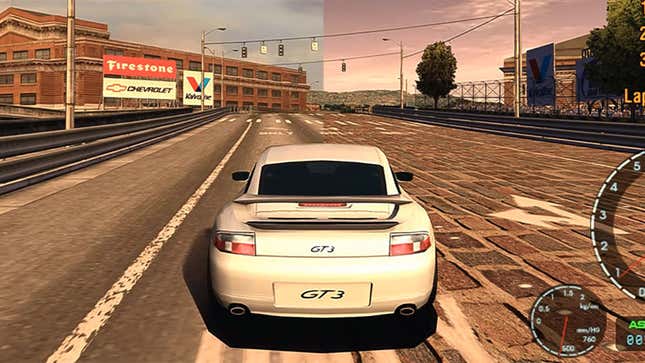 On the left, the original road texture, while on the right is a fresh one swapped in by a modder.