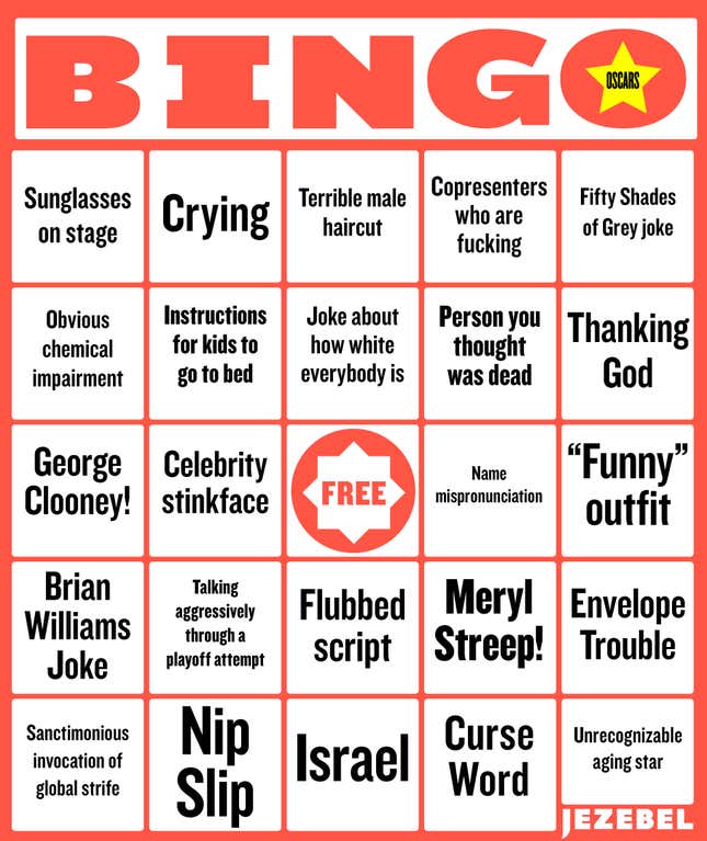 Image for article titled Didn't Get Nominated This Year? Play Our Oscars Bingo Instead.