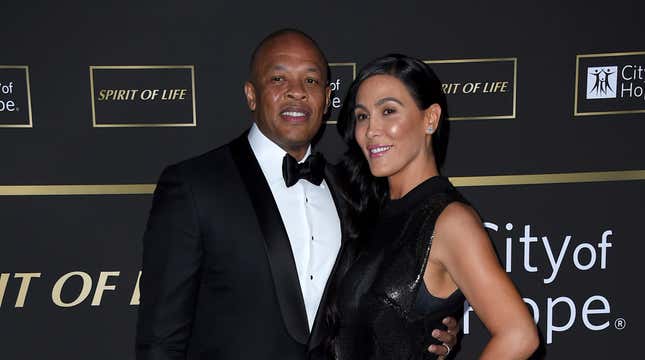 Dr. Dre, left, and Nicole Young arrive at the City of Hope Gala on Thursday, Oct. 11, 2018.