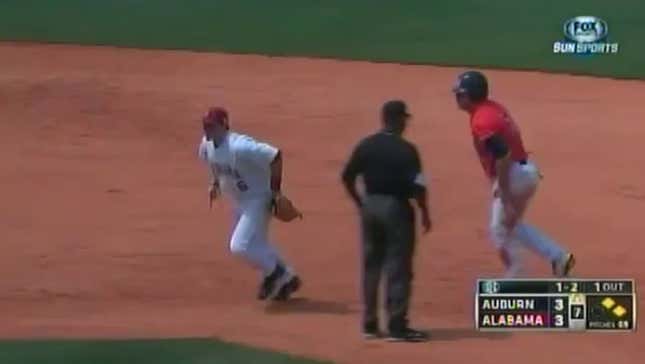 Alabama Saves Tie Game With Glove Flip-Barehand Double Play