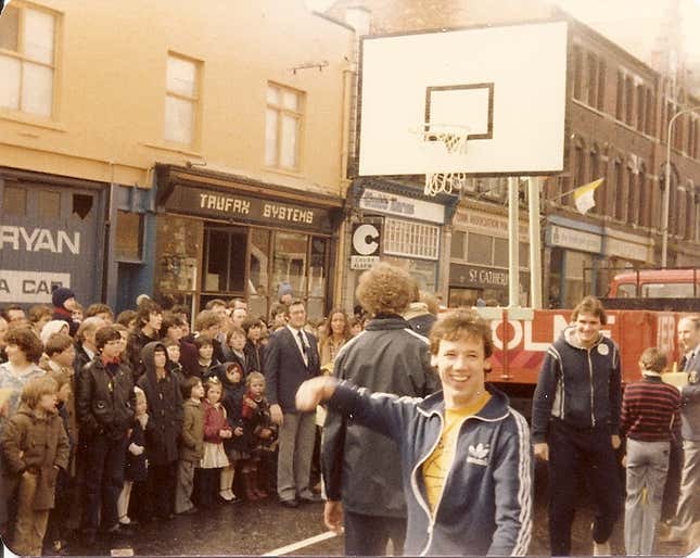 Pete Strickland and his faux all-star team get feted during a St. Patrick’s Day parade through the streets of Cork in 1981.