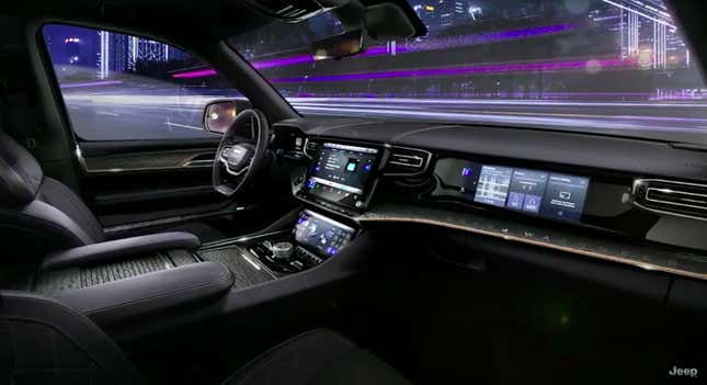 Image for article titled The New Jeep Grand Wagoneer Concept Has A Passenger-Side Screen And Loads Of Chrome