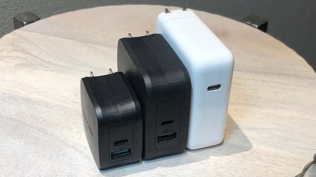 From left to right: RAVPower 18W USB-C PD Charger | RAVPower 61W USB-C PD Charger | Apple 61W USB-C PD Charger