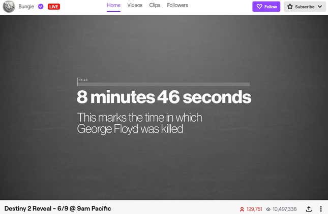 Image for article titled Bungie Starts Off Destiny 2 Livestream Reveal With Black Lives Matter Call To Action