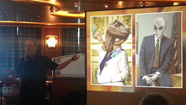 Andy Thomas presenting a slide.