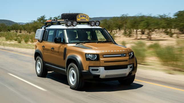 Image for article titled Here&#39;s What The 2020 Land Rover Defender Camel Trophy Could Look Like