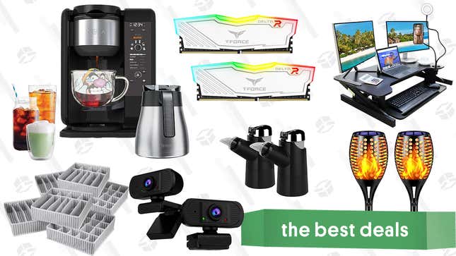 Image for article titled Sunday&#39;s Best Deals: Ninja Hot + Cold Brew Coffee Maker, Solar-Powered Flickering Torches, Ergo Standing Desk Converter, Heidi &amp; Oak Drawer Organizers, and More