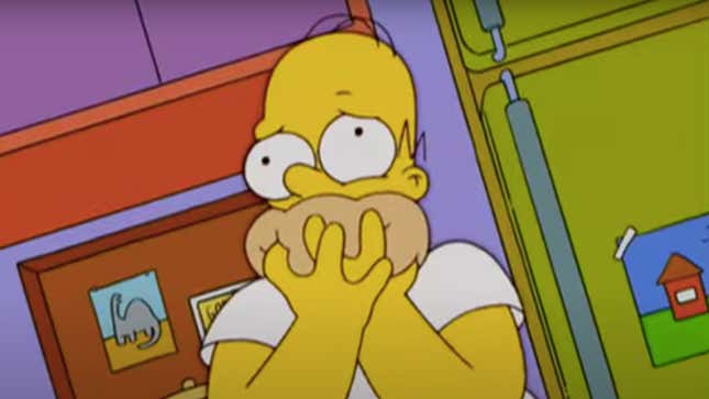 Homer Simpson nauseous, holding mouth