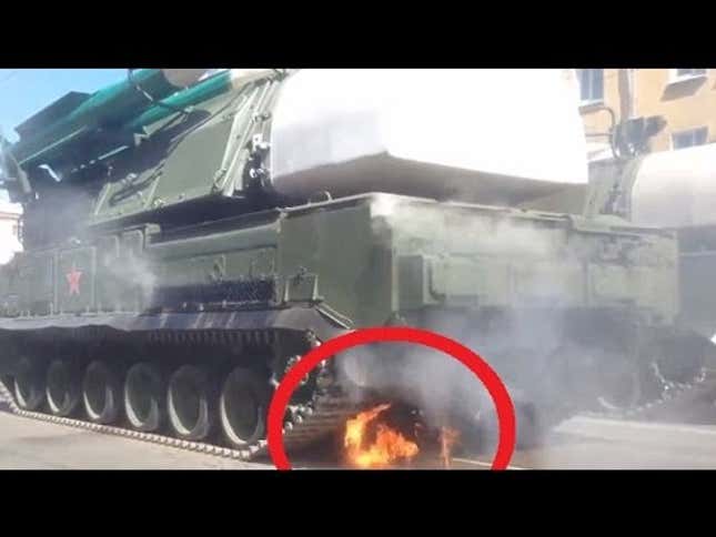 SA-11 "Buk" Missile System Catches Fire During Victory Day Parade