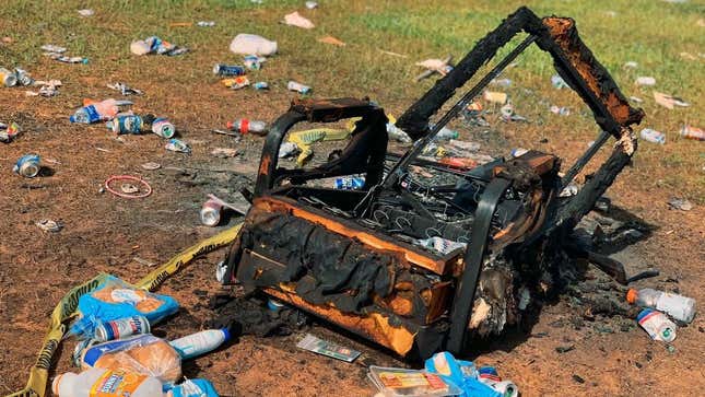 Image for article titled Behold the Mind Blowing Amount of Trash Left over After NASCAR&#39;s Talladega Race