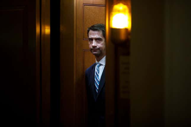 Image for article titled Call Sen. Tom Cotton &#39;White Butter&#39; Because He&#39;s on a Racist Roll