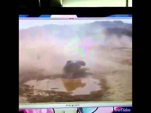 Holy Crap: Tiny Buggy Hip-Checks A Trophy Truck Into Oblivion Mid-Race