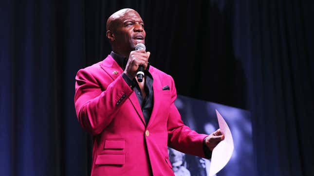 Terry Crews speaks onstage during Steven Tyler’s Third Annual GRAMMY Awards Viewing Party on January 26, 2020 in Los Angeles, California.