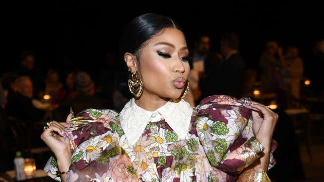 Nicki Minaj attends the Marc Jacobs Fall 2020 runway show during New York Fashion Week on February 12, 2020.