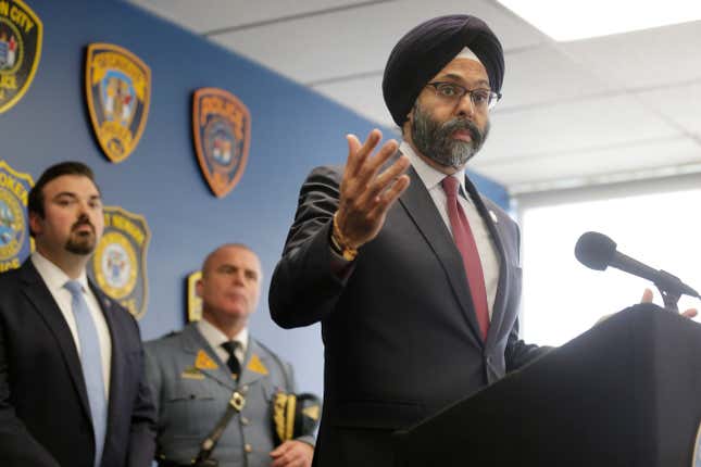 New Jersey Attorney General Gurbir Grewal speaks during a news conference in Jersey City, N.J., Thursday, Dec. 12, 2019.