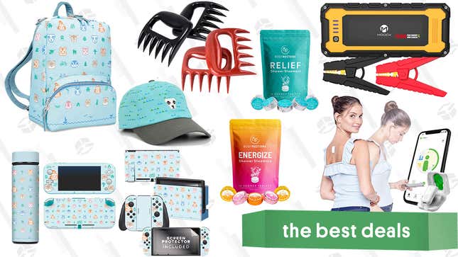 Image for article titled Saturday&#39;s Best Deals: Animal Crossing Gift Bundle, Shredding Meat Claws, Moock Jump Starter, Soothing Shower Steamers, Posture Trainer, and More
