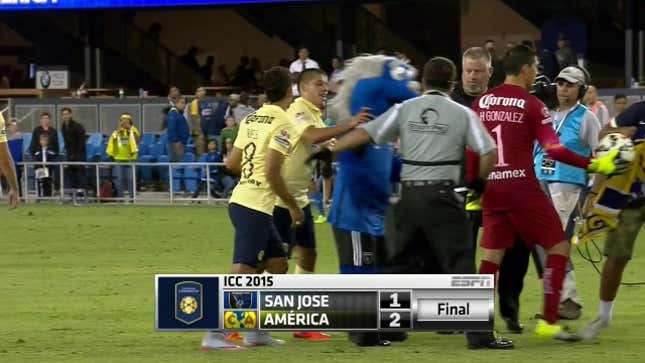 Earthquakes Mascot Sacks Idiot On The Field, Gets Shoved By Opponents