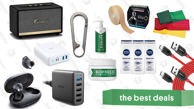 A Marshall Speaker, a pair of Tactronics Earbuds, an Anker Gold Box, a G2 Keychain, Asus Vivobook 15, and a Crocs sale are some of Wednesday’s deals of the day.