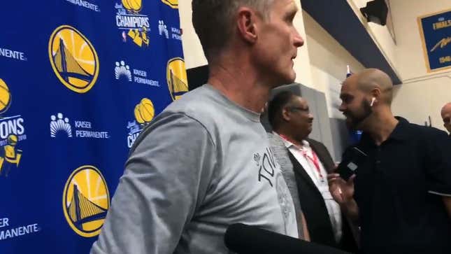 Surely This Video Of Steve Kerr Being Annoyed At Draymond Green's Loud Music Won't Be Turned Into A Thing