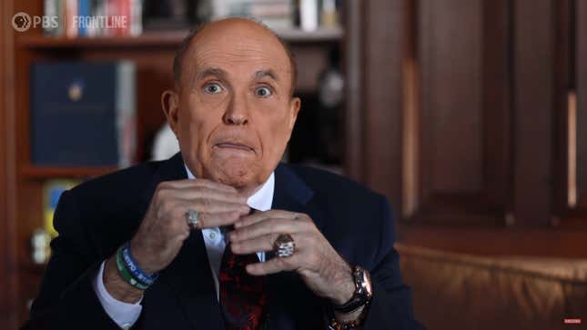 Rudy Giuliani (seen here with corpse hands).
