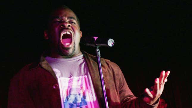 Craig Grant (aka muMs) performs poetry at the Alicia Keys “Tears For Water” book release party on November 9, 2004.