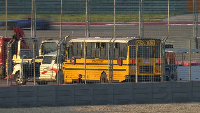 Formula 4 Race Halted For School Bus On The Track