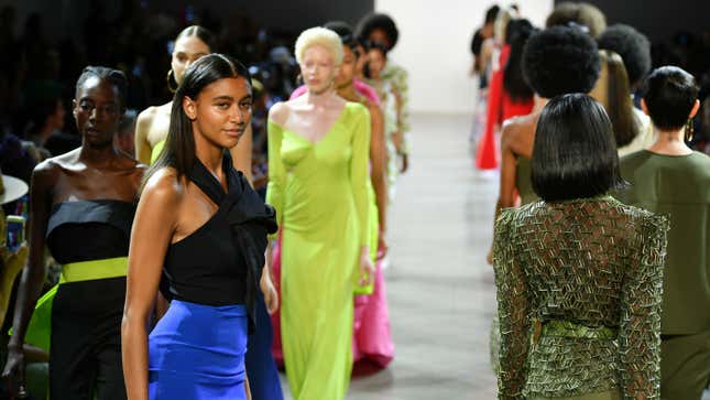 Models walk the runway for Aliette during New York Fashion Week: The Shows at Gallery II at Spring Studios on September 11, 2019 in New York City.