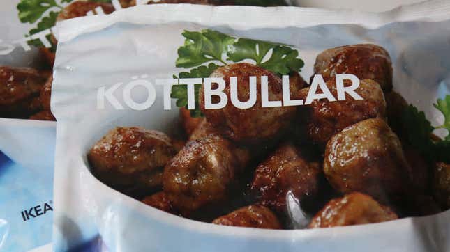 A bag of frozen IKEA meatballs