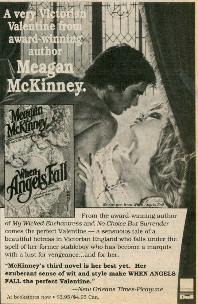 A Romantic Times ad for one of the books Carson referenced, with a crop of the clinch in question