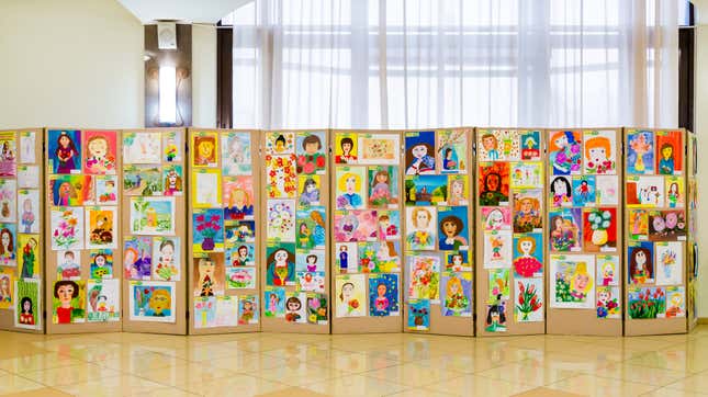 Image for article titled How to Keep Your Kid&#39;s Artwork From Piling Up