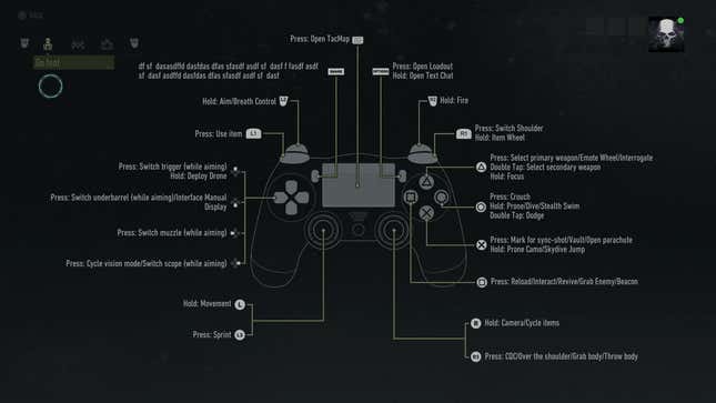 Image for article titled Ghost Recon Breakpoint PS4&#39;s Controller Menu Explains How To &#39;Dasfdas Dfas&#39;