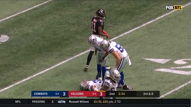 Julio Jones Jacks Up Dallas' Jeff Heath To Prevent Interception