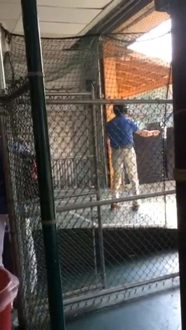 Here's Bob Costas Taking Some Swings In A Batting Cage