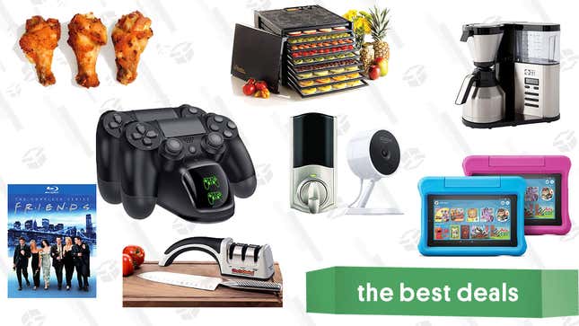 An Amazon Fire 7 (Kid’s Edition), Excalibur food dehydrator, Friends complete series, and a PS4 controller charging station ignite Friday’s best deals from around the web.