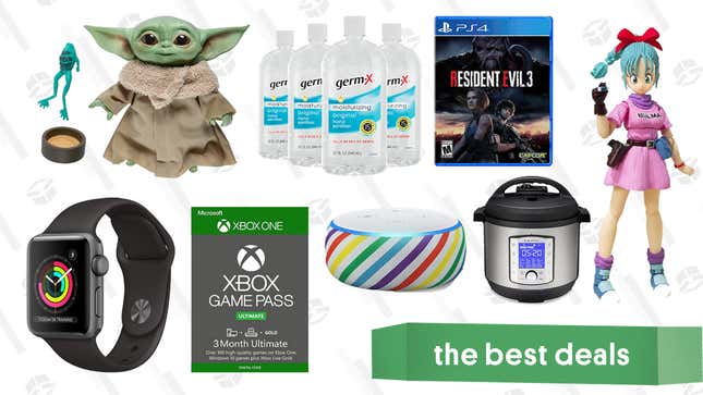 Image for article titled Tuesday&#39;s Best Deals: Apple Watch Series 3, Amazon Echo Dot, Resident Evil 3, Baby Yoda Plush, Xbox Game Pass Ultimate, Germ-X, 8-Quart Pressure Cooker, and More