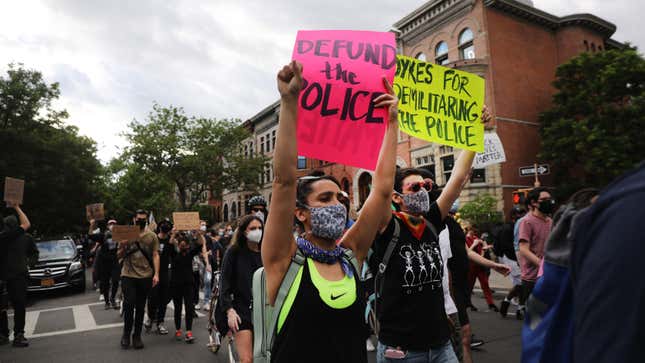 Protesters yesterday in Brooklyn