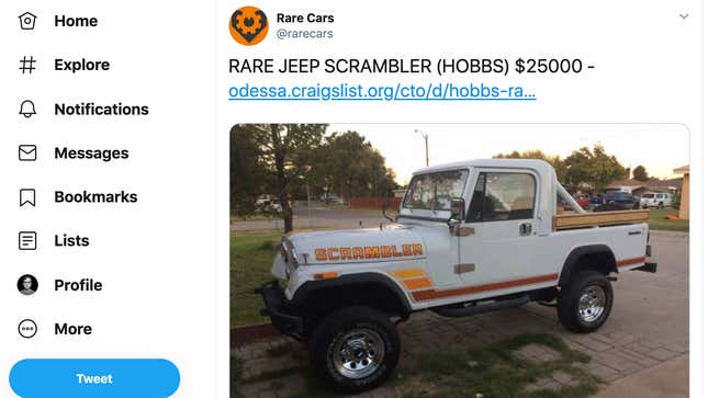 Screenshot: @rarecars (Twitter)