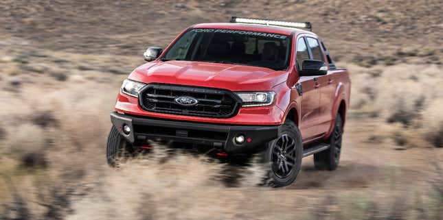 A 2020 Ford Ranger with the FX4 Off-Road and Ford Performance Level 3 packages