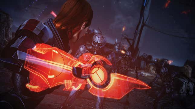 commander shepard punches a husk in mass effect legendary edition on the xbox one