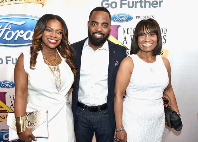 Kandi Burruss, Todd Tucker and Joyce Jones attend the 2015 Ford Neighborhood Awards Hosted By Steve Harvey at Phillips Arena on August 8, 2015 in Atlanta, Georgia. 