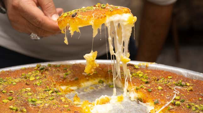 Image for article titled Meet the crown jewel of Palestinian desserts, Nablus knafeh