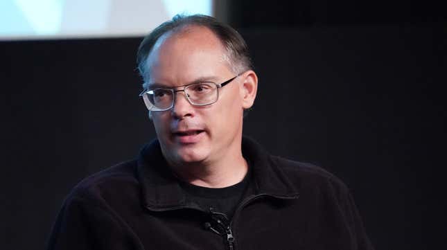 WEST HOLLYWOOD, CALIFORNIA - JUNE 12: Tim Sweeney speaks during BAFTA Presents Special Award to Epic Games at The London on June 12, 2019 in West Hollywood, California. 