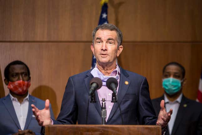 Virginia Gov. Ralph Northam (D) speaks during a news conference on June 4, 2020 in Richmond, Virginia. Gov. Northam and Richmond Mayor Levar Stoney announced plans to take down a statue of Confederate General Robert E. Lee on Monument Avenue.