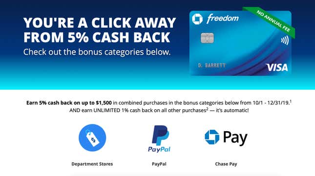 Get 5% Back On Paypal, Chase Pay, And Department Store Purchases With ...