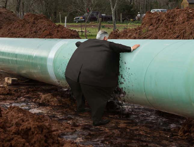 Image for article titled Swollen Rex Tillerson Spotted Rushing To Place Mouth Over Leaks Spouting In Keystone Pipeline