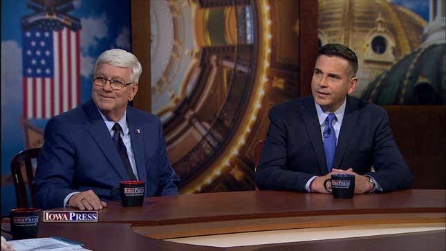 Former Iowa Department of Human Services Director Jerry Foxhoven, left, and former Iowa Sen. Matt McCoy (D).