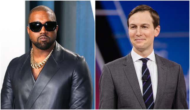 Image for article titled Kanye West Met With Jared Kushner to Discuss &#39;Ideas&#39; About Policy and Black Voters