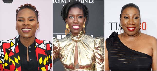 From L to R:  Luvvie Ajayi Jones and Bozoma Saint John are two of the women spearheading the Instagram initiative #ShareTheMicNow. Tarana Burke is one of the many women participating in the event on June 10.